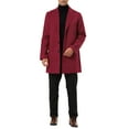 thumbnail image 2 of Unique Bargains Men's Slim Fit Notched Lapel Single Breasted Mid Length Overcoat L Burgundy, 2 of 6