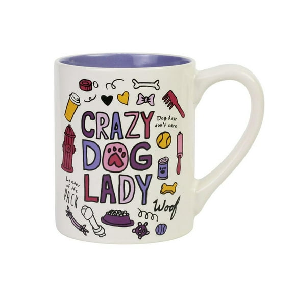 Crazy Dog Lady 14oz Stoneware Funny Coffee Mug, Dog Mom Gift