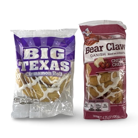 Cloverhill Big Texas Cinnamon Roll & Cherry Cheese Danish Bear Claw | 12 Pack