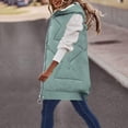 thumbnail image 2 of Oversized Long Down Vest for Women Winter Long Puffer Quilted Vest Coats Hooded Sleeveless Warm Jacket Pockets, 2 of 5