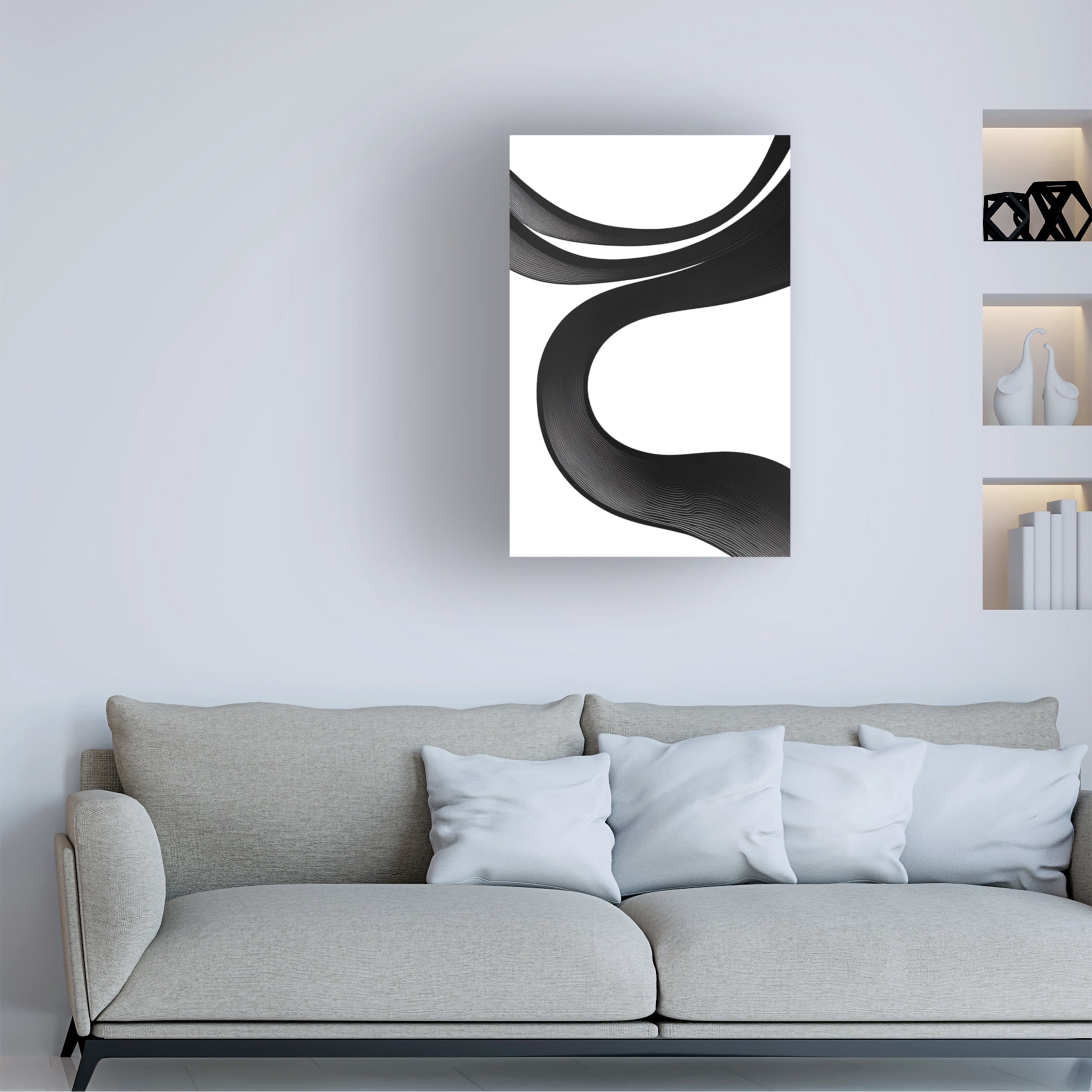 Canvas Wall Art - Ray Heere 'Black White Bold Strokes 21' Wall Art for Living Room, Bedroom, or Office DÃ©cor by Trademark Fine Art - 30 x 47 Inches