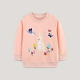 thumbnail image 2 of Byoo Toddler Girls' Sweatshirts Soft Cotton Bunny Floral Graphic Long Sleeve Pullover Top Kids Casual Active Sweatshirt，Light Pink, 2 of 9
