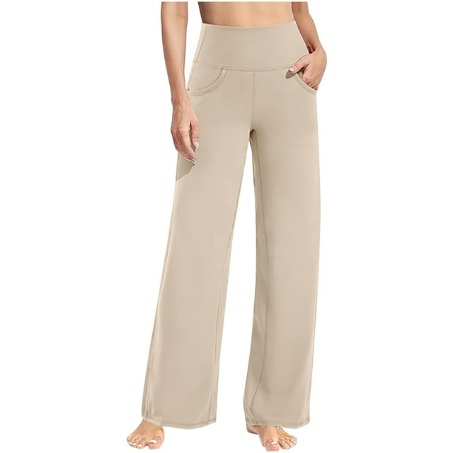 Timegard Womens Wide Leg Yoga Pants High Waist Solid Color Comfy Trousers Casual Loose Workout Pants