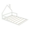 thumbnail image 6 of Bellemave Full Size Wood Floor Bed with House-shaped Headboard,Full Bed Frame for Kids,Montessori Floor Bed with Rails for Girls Boys (Full,White), 6 of 10