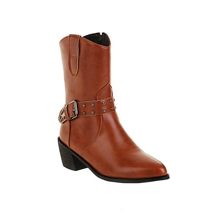 

Autumn And Winter Color Matching Pointed Toe TThick Heel Ladies Short Boots