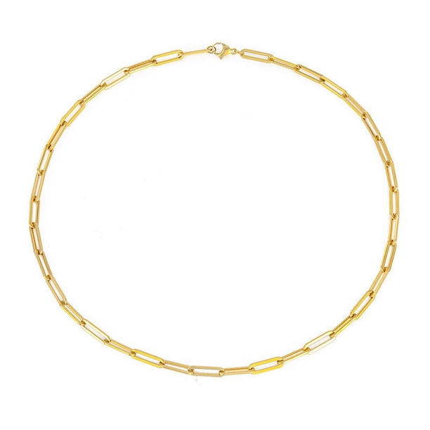 Collar de acero inoxidable, collar de cadena cruzada de acero de titanio simple, collar chapado en oro para hombres y mujeres, joyería