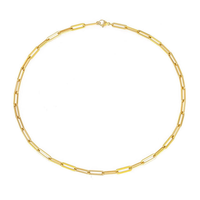 Collar de acero inoxidable, collar de cadena cruzada de acero de titanio simple, collar chapado en oro para hombres y mujeres, joyería