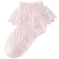thumbnail image 2 of Rohuuque Girls Socks for Dancing : Solid Color Lace Cotton Princess Thin Socks 7 Years Pink, 2 of 6