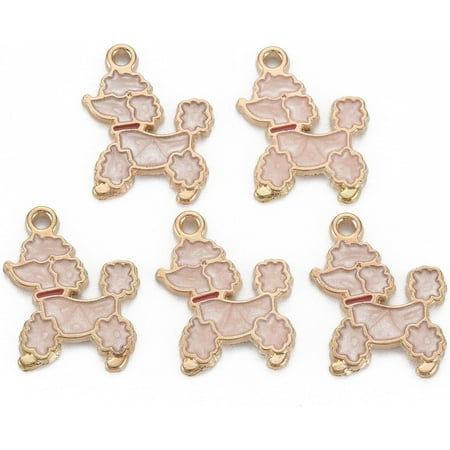 20pcs 20Pcs Alloy Enamel Poodle Pendants Light Gold Poodle Pendant Charm Misty Rose Pendant Decoration for Women Birthday Festival Elegant Gifts Jewelry 21x16x1.5mm Hole: 1.6mm Brown