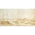 thumbnail image 2 of Francesco Guardi 14x9 Black Ornate Wood Framed Double Matted Museum Art Print Titled: Panaromic View of the Basin of San Marco, Looking Up the Giudecca Canal (1780-93), 2 of 5
