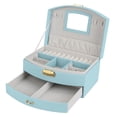 thumbnail image 2 of Teqhome Jewelry Organizer Box for Women Girl Wife 2-Layer PU Leather Travel Jewelry Storage Case with for Earrings Bracelets Rings Necklaces (Mint Green), 2 of 12