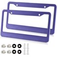 thumbnail image 2 of GZHJMY Blue Purple Solid Color License Plate Frames 2PCS Car License Plate Holder with Screw Parts Cover Set Automotive Car Accessories Decor for Universal US Vehicles, 2 of 7