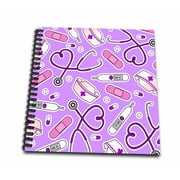 3dRose Nurse Love Pattern Purple - Mini Notepad, 4 by 4-inch