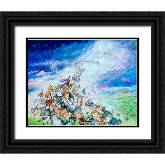 Bell, Bill 14x12 Black Ornate Wood Framed with Double Matting Museum Art Print Titled - God Created Cats