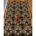 thumbnail image 2 of Western Star Retro Stair Treads for Wooden Steps Indoor Runner Rug Carpet, Vintage Brown Wood Barn 4 Pieces Peel and Stick Staircase Step Treads Covers Washable Throw Door Mats, 30"x8", 2 of 5