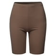 thumbnail image 2 of A2Y Women's Basic Solid Premium Cotton Mid Thigh High Rise Biker Bermuda Shorts Mocha L, 2 of 5