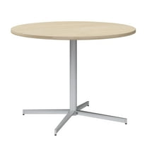 42W Round Conference Table with Metal Base in Natural Elm - Engineered Wood