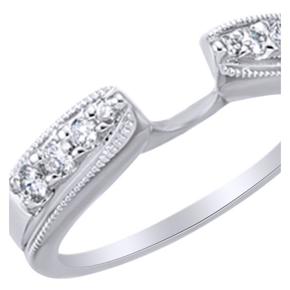 AFFY White Natural Diamond Wrap Style Enhancer Ring in 14k White Gold Ring Size : 4