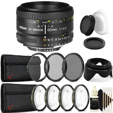 Nikon AF FX NIKKOR 50mm f/1.8D Prime Lens for Nikon Digital SLR Cameras with Complete Filter Set for