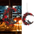 thumbnail image 2 of Couronne de Chat d'Halloween Gothique Porte d'Halloween avec Roses Couronne d'Halloween pour Porte d'Entrée Gothique Arrangement Floral Élégant Bienvenue des Fêtes, 2 of 7