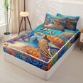 thumbnail image 2 of jejeloiu Watercolor Turtle Coral Zipper Full Size Comforter Sets with Fitted Sheet and 2 Pillowcases Kids,Ocean Animal Pattern Zipper Bedding Set,Reversible,4 Pieces, 2 of 7