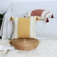 thumbnail image 2 of Boho Throw Pillow Cover with Tassels, 20x20 Inches, Mustard Yellow/Cream | Decorative Pillow Cover for Living room Couch Sofa/ Farmhouse Woven Pillow Case/ Neutral Accent Cushion Cover, 2 of 10