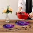 thumbnail image 3 of Coolnut Purple Flowers and Butterflies Round Woven Potholders Set Trivets for Hot Dishe Heat Resistant Non-Slip Trivets for Cooking and Baking Kitchen Home Decor, 3 of 7