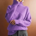 thumbnail image 4 of Suéter de punto suelto de color sólido para mujer, suéter nuevo de otoño e invierno, suéter cálido de cuello alto y manga larga para mujer, 4 of 5