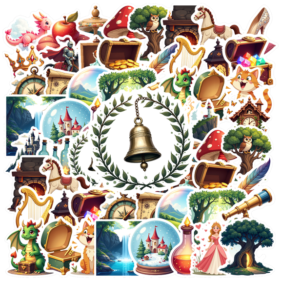 Cartoon Fairy Tale Theme Stickers, Waterproof Fairy Tale Theme Sticker for Water Bottle Laptop Phone Cases Planner Skateboard Luggage Helmet Party Favor Decor, Ideal for Adults Teens Teacher Rewards