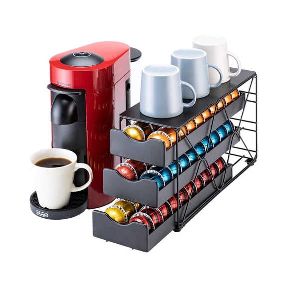 Flagship for Nespresso Pod Holder Vertuo Pod Drawer Large Mullti Tier Coffee Pod Holder 3 Tier Holds up to 60 Capsules.
