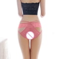 thumbnail image 4 of Gibobby Ropa Interior para Mujer Bragas transparentes de malla bordadas ahuecadas de encaje sexy para mujer Ropa interior de cintura de talla grande(Rojo，Talla única), 4 of 5