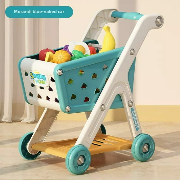Kids' Play Shopping Cart with Fruit Cutting Toys - Montessori Learning Tool for Toddlers, Large Capacity, ABS Material, Promotes Cognitive & Social Skills, Ideal for Boys & Girls Pretend Play
