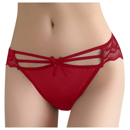 BYOIMUD Women s Lace Thong Panty Mesh Sheer See Through Lingerie High Cut Breathable Sexy Womens Cheeky Cute Clothes Gift for Women 2023 Fashion Red Free Size