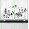 Alaskan Malamute Curtains 2 Panels Set, Mountain Landscape in Winter Sledding Dogs Pine Trees Wilderness Art, Window Drapes for Living Room Bedroom, 55W X 39L Inches, Black and White, by Ambesonne