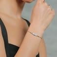 thumbnail image 4 of 925 Sterling Silver and 10K Yellow Gold Sky Blue Aquamarine White Moissanite and White Lab Grown Diamond Tennis Bracelet for Women (1.52 Cttw, Gemstone March Birthstone, Fully Adjustable up to 9 inch), 4 of 4