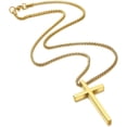thumbnail image 3 of Tilga Cross Necklace for Men, Silver Black Gold Stainless Steel Plain Cross Pendant Necklace for Men Box Chain 16-30 Inch, 3 of 6