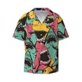 thumbnail image 2 of Lsque Angry Shark Pattern print Men's Cuban Collar Short Sleeve Shirt Summer Beachwear Casual Button Down Fashionable Vacation Leisure Shirt-4X-Large, 2 of 7