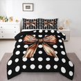 thumbnail image 3 of Manfei Rugby Ribbon Teens Bedding Comforter Set, Fashion Abstract Twin Comforter Sets, Black White Polkadots Reversible Bedding Set, Lightweight Room Decor, 2-Piece, 3 of 8