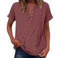 thumbnail image 2 of YMNXA Women'S T Shirts Short Sleeved Solid Color Button Fashion Comfortable Soft Top For Daily Wear Light Pink M, 2 of 6