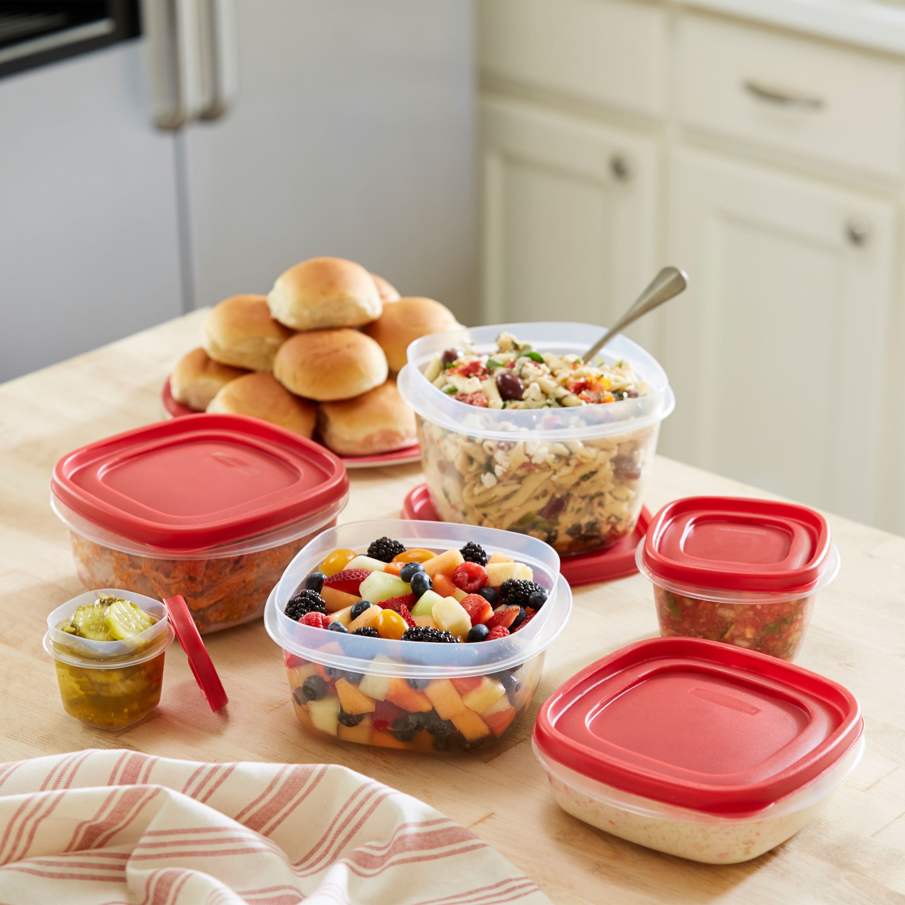 Rubbermaid Storage Containers, Easy Find Lids, Teal, 3 cup, Flex & Seal,  Leak Proof Lids, Food Storage Set, Clear Meal Prep Flex Containers, 3 Piece