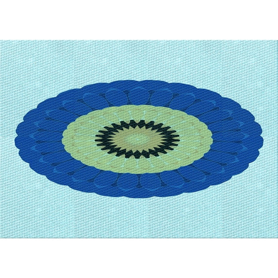 Ahgly Company Indoor Rectangle Patterned Blue Ivy Blue Area Rugs, 3' x 5'