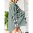 thumbnail image 4 of Womens Waffle Knit Plaid Shacket Boyfriend Button Down Shirt Jacket Loose Long Sleeve Tops, 4 of 4
