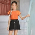 thumbnail image 4 of LYHaoo Girls' T Shirts Wavy Sleeves Summer Crew Neck Short Sleeve Tops Casual Fashion Plain T Shirt For Girls Girls Tops Sizes 3-4 Years Orange, 4 of 5