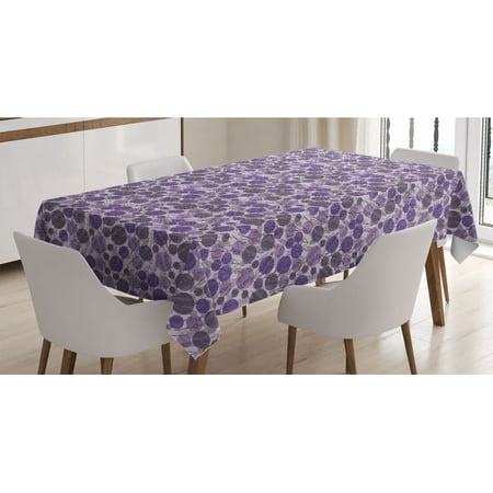 

Flower Tablecloth Floral Art with Rounds and Lavender Branches Rectangle Satin Table Cover Accent for Dining Room and Kitchen 52 X 70 Mauve Blue Violet by Ambesonne