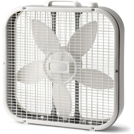 Laskoo 20" Cool Colors 3-Speed Box Fan with Weather-Resistant Motor, 1725 CFM Airflow, Portable Free-Standing Fan, 20-Inch Blades, Energy Efficient, Indoor Use - B20200 (White)