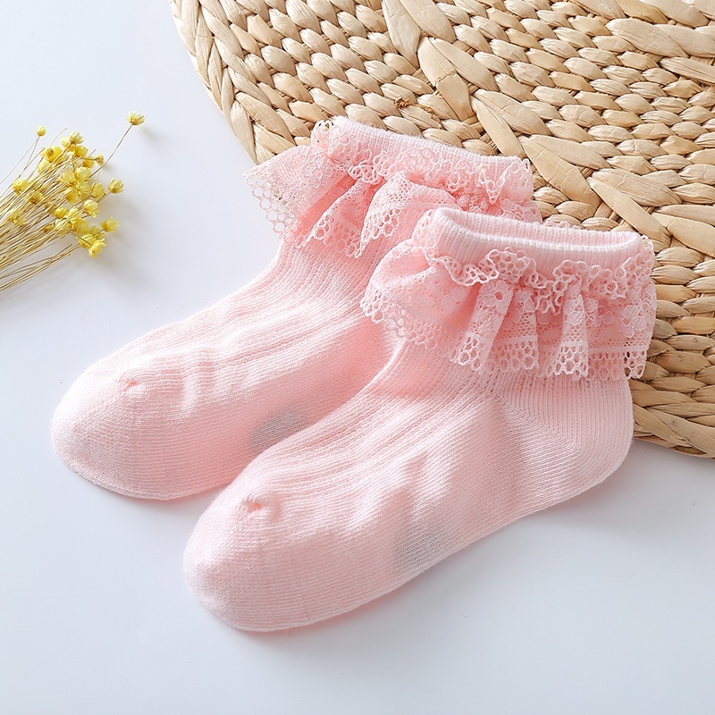 Little Girls Lace Ruffle Socks Cotton Stretchy Cute Socks Hollow Wild