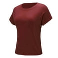 thumbnail image 5 of YUEJUIR Summer Shirts For Women Women Tops Casual Basic T Shirts Loose Fit Crewneck Short Sleeve Summer Outfits Oversized Tshirt Womens Clothing (Wine Red,XL), 5 of 6