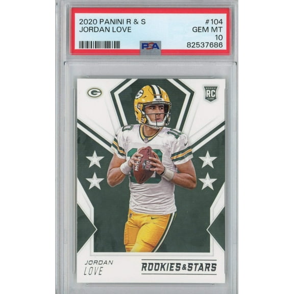 Graded 2020 Panini Rookies  Stars Jordan Love #104 Rookie RC Football Card PSA 10 Gem Mint