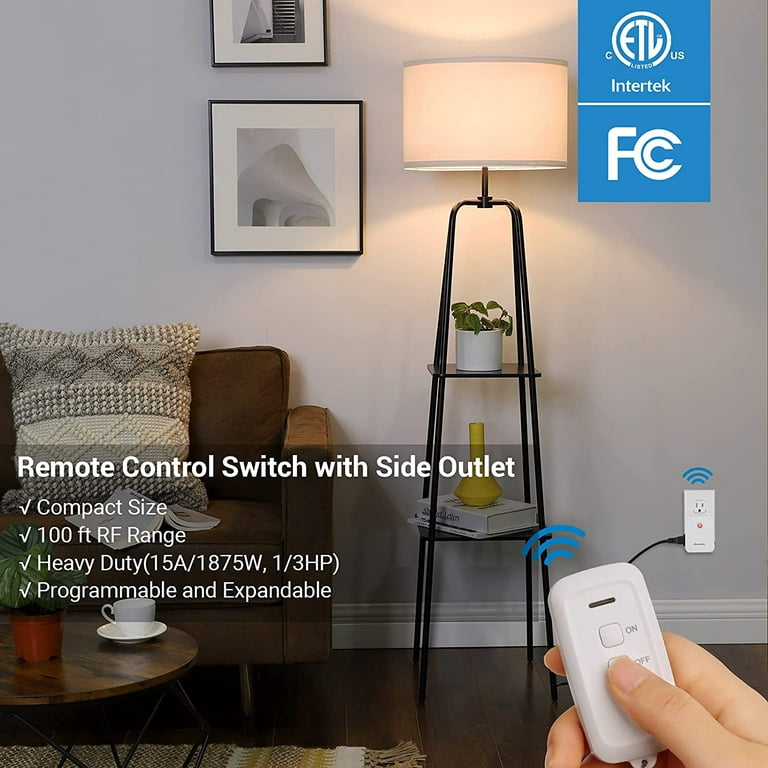 Indoor Remote Control Outlet, Wireless Remote Light Switch, No White