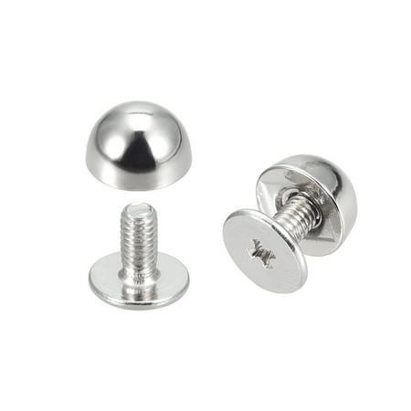 

8x5mm Screw Back Rivets Solid Round Head Leather Studs Silver Tone 20 Pack